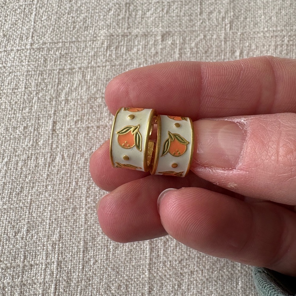 Gold and White Enamel Madewell Earrings SET OF TWO